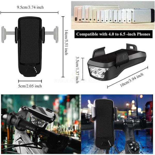 4 in 1 Multifunctional Waterproof Bike Phone Holder with Headlight 2400/4000mAh - Image 8