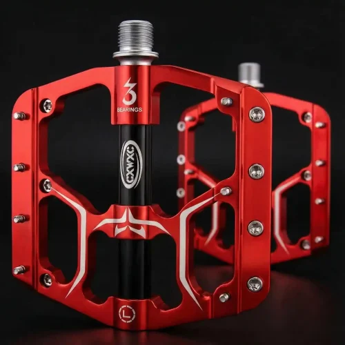 CXWXC Bicycle Pedals Red with Anti-Skid Pins