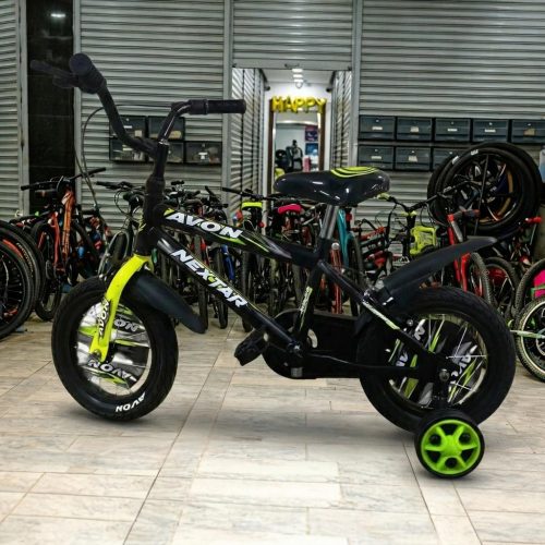 Avon Nextar 12-Inch Kids Bicycle with Training Wheels - Black/Neon Green