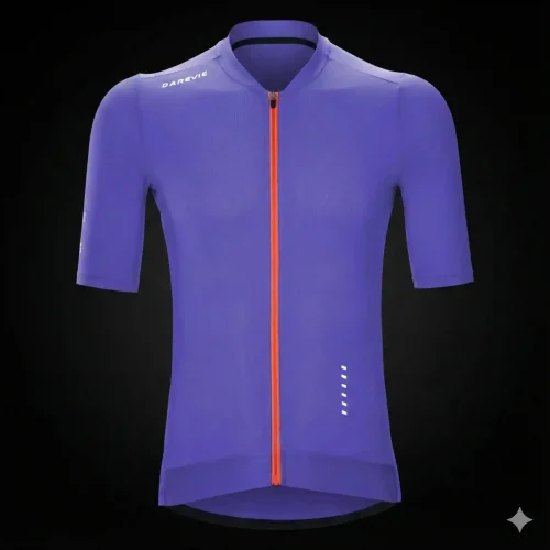Darevie Purple Cycling Jersey with Reflective Striping
