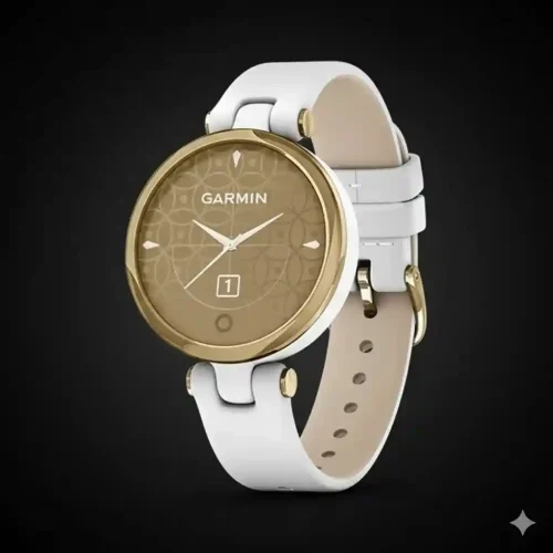 Garmin Lily Smartwatch with Light Gold Bezel and White Leather Strap