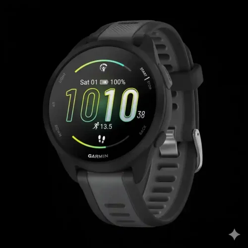 Garmin Forerunner 165 GPS Running Smartwatch with Heart Rate Monitor, Black/Slate Grey