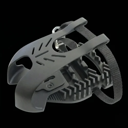 Caged Bicycle Pedals with Toe Clips and Adjustable Straps