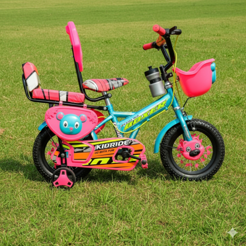 Kidride Boxer Sport Bike 12-Inch with Training Wheels, Pink/Green