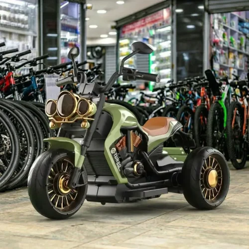 Kids' Green Electric Ride-On Trike with Retro Design