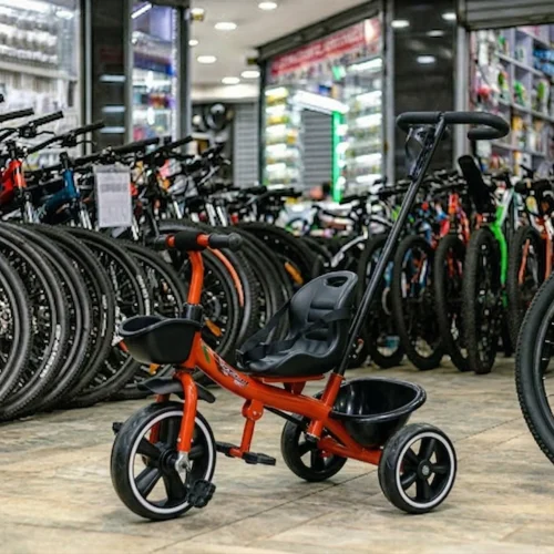 Toddler Safety Tricycle with Push Handle and Storage Basket