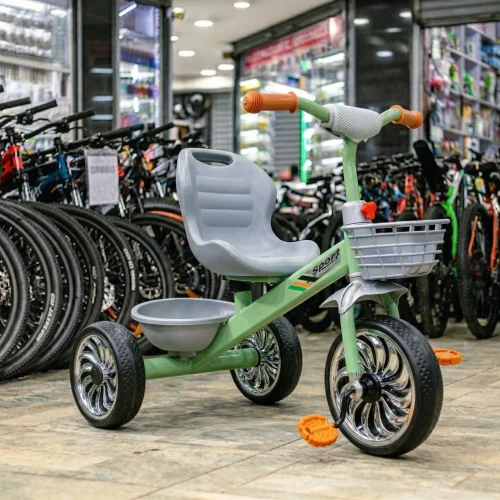 Kids 3-Wheel Green Tricycle with Supportive Seat