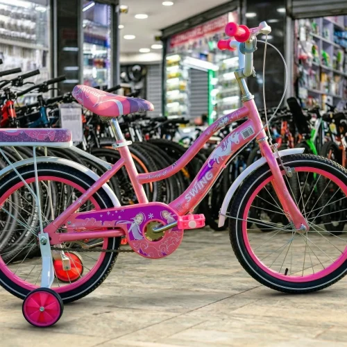 GT Swing Girls Bicycle 18-Inch with Training Wheels Purple and Pink