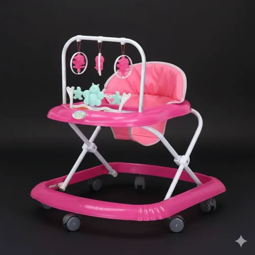 Pink Interactive Baby Walker with Play Tray