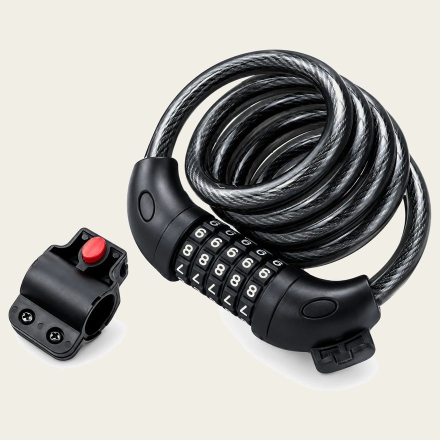 Five-digit combination bike lock with its handlebar mount