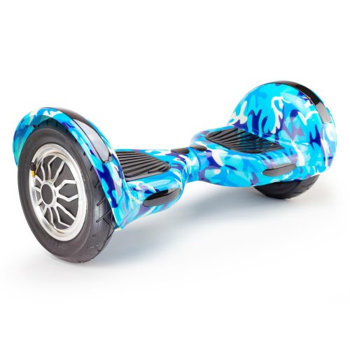 Hoverboard 10 Inch Off-Road Camo Blue with Bluetooth Speaker - angled view